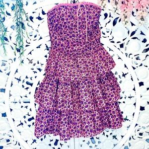 Betsey Johnson Floral Pink Ruffle Mini Dress